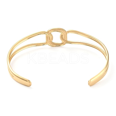 304 Stainless Steel Hollow Rectangle Cuff Bangle for Women BJEW-D061-03G-1