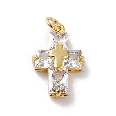 Rack Plating Brass Micro Pave Cubic Zirconia Pendants X-KK-A160-05G-1