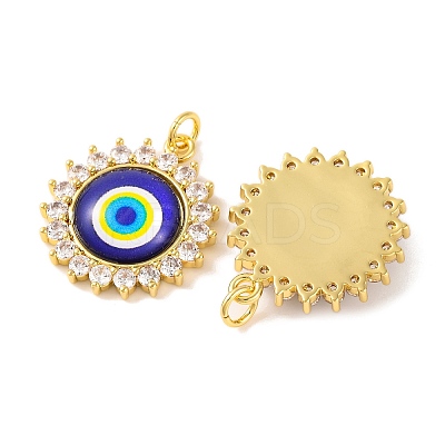 Rack Plating Brass Micro Pave Cubic Zirconia Pendants KK-H486-21G-01-1