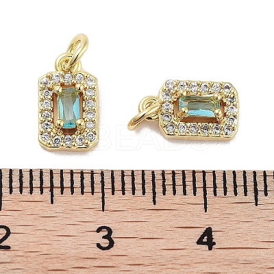 Brass Micro Pave Cubic Zirconia Charms KK-C051-11G-02-1