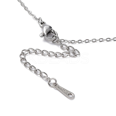 Non-Tarnish 201 Stainless Steel Moon with Star Pendant Necklace with Cable Chains NJEW-Q317-06P-1