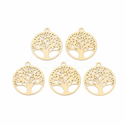 Rack Plating 201 Stainless Steel Filigree Pendants STAS-T057-49G-1