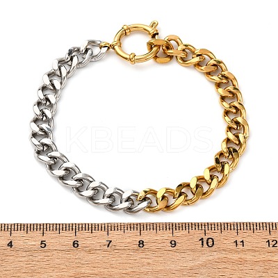 304 Stainless Steel Curb Chain Bracelets BJEW-K284-02A-GP-1