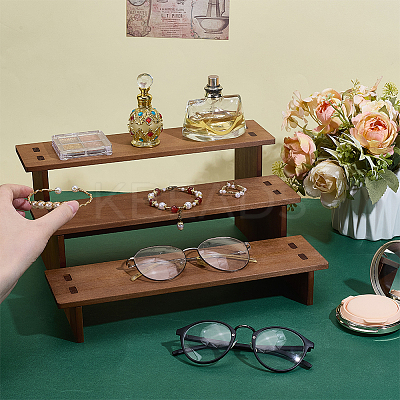 3-Tier Pine Wood Display Riser Stands for Cosmetic DJEW-WH0816-004C-1