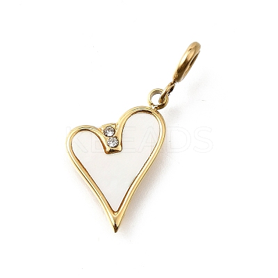 Heart 304 Stainless Steel Rhinestone Pendant Decorations STAS-H202-03G-1