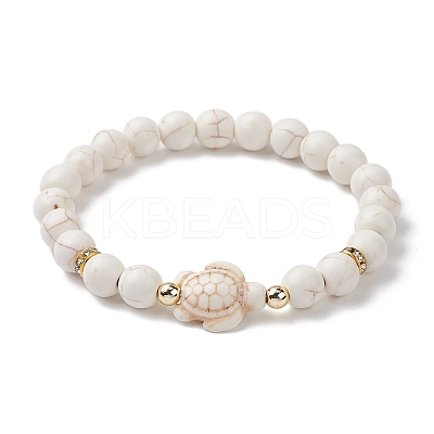 Tortoise Synthetic Turquoise Stretch Bracelets for Women BJEW-JB10106-05-1