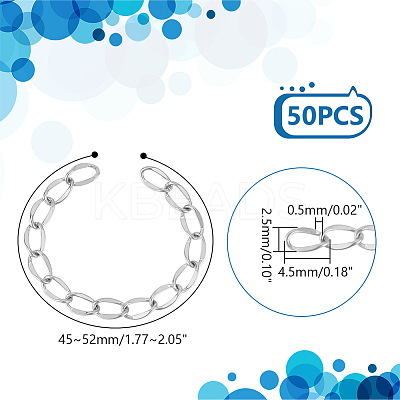 50Pcs 304 Stainless Steel Curb Chain Extender STAS-UN0058-47P-1