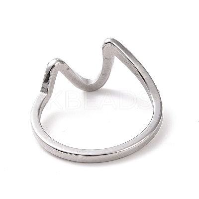 Crystal Rhinestone Wave Finger Ring 304 Stainless Steel Jewelry for Women RJEW-D120-21B-P-1