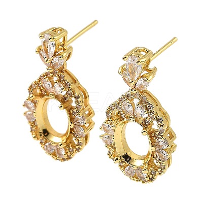 Rack Plating Brass with Cubic Zirconia Stud Earrings Finding KK-Z085-04G-1