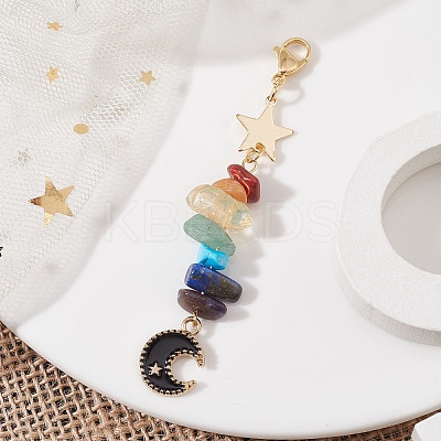 Moon Alloy Enamel Pendant Decorations HJEW-JM01276-03-1