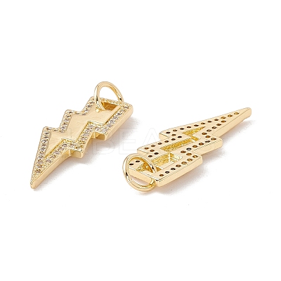 Brass Micro Pave Clear Cubic Zirconia Pendants X-KK-G415-05G-1