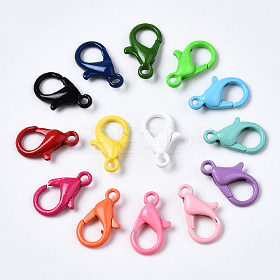 Spray Painted Eco-Friendly Alloy Lobster Claw Clasps PALLOY-T080-06E-NR-1