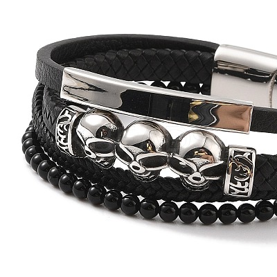 Braided Microfiber Leather Multi-strand Bracelets BJEW-B096-06C-1