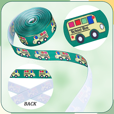 10 Yards Back To School Theme Polyester Grosgrain Ribbon OCOR-WH0082-82A-1