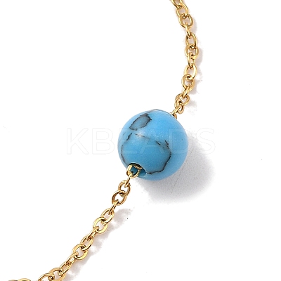6mm Round Synthetic Turquoise Link Bracelets BJEW-B082-01G-1