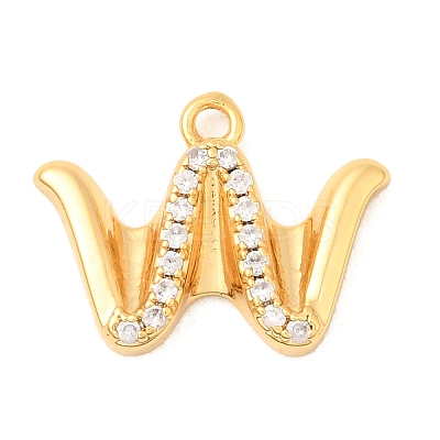 Brass Micro Pave Cubic Zirconia Charms KK-C117-12G-W-1
