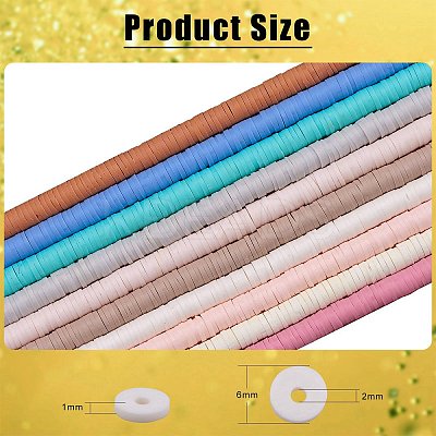 10 Strands 10 Colors Flat Round Handmade Polymer Clay Beads CLAY-SZ0002-04A-1