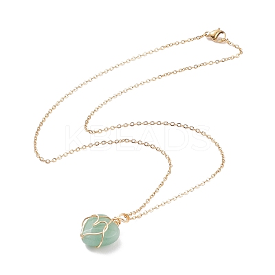 Gemstone Heart Pendant Necklaces NJEW-JN03896-1