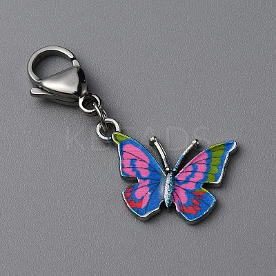 Butterfly Alloy Enamel Pendant Decoration LS-HJEW-WH0042-73A-1