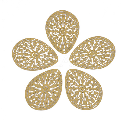 430 Stainless Steel Filigree Pendants STAS-S108-16E-1