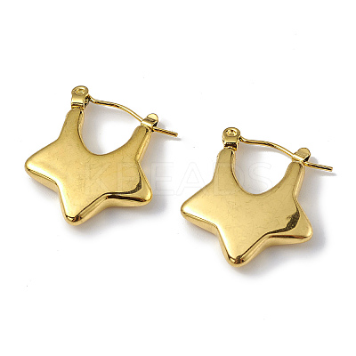 Ion Plating(IP) 304 Stainless Steel Star Thick Hoop Earrings for Women LS-EJEW-I284-08G-1
