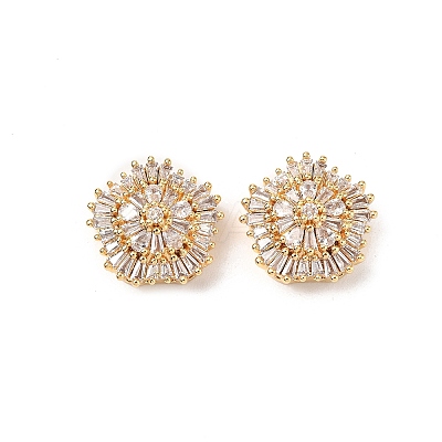Brass Micro Pave Cubic Zirconia Beads KK-A259-11G-01-1