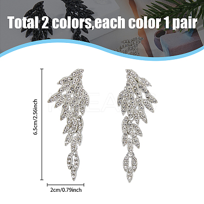 2 Sets 2 Style Rhinestone Wing Asymmetrical Earrings EJEW-FI0001-31-1