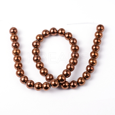 Non-Magnetic Synthetic Hematite Beads Strands X-G-G091-8mm-1