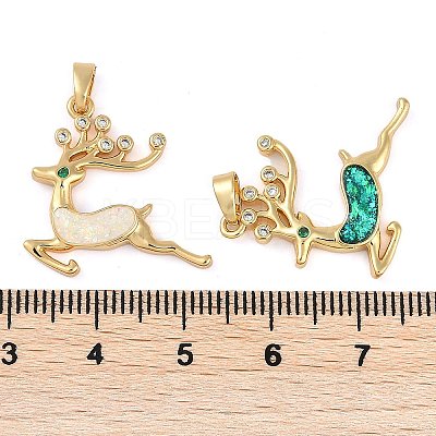 Chastmas Theme Brass Micro Pave Cubic Zirconia Pendants KK-U032-12G-1