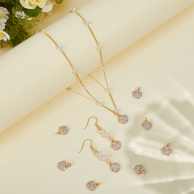 12Pcs Brass Micro Pave Clear Cubic Zirconia Charms KK-BC0015-03-1