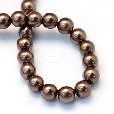 Baking Paint Pearlized Glass Pearl Round Bead Strands X-HY-Q330-8mm-52-1
