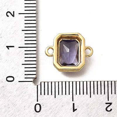 Brass Pave Glass Rectangle Connector Charms KK-Q043-09G-A-1