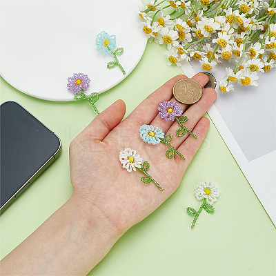 6Pcs 3 Colors Handmade Glass & Seed Beaded Pendants GLAA-FG0001-18-1