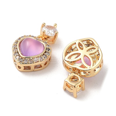 Brass Clear Cubic Zirconia Pendants KK-B102-05G-04-1
