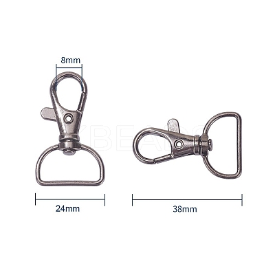 Zinc Alloy Swivel Lobster Claw Clasps PALLOY-YW0001-02B-1