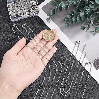 Half Finished 304 Stainless Steel Cable Chain Necklaces STAS-UN0038-66P-1