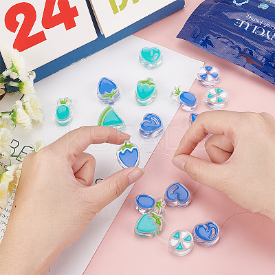 40Pcs 10 Style Transparent Enamel Acrylic Beads TACR-SC0001-09A-1