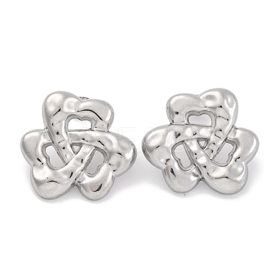 Non-Tarnish Flower 304 Stainless Steel Stud Earrings EJEW-H013-27P-1