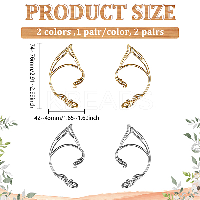 4Pcs 4 Styles Elves Alloy Cuff Earrings EJEW-GO0002-31-1
