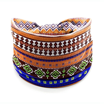 Polyester Boho Stretch Wide Knot Turban Headband PW-WG30577-11-1