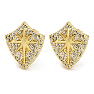 Rack Plating Brass Micro Pave Clear Cubic Zirconia Stud Earrings EJEW-I313-18C-G-1