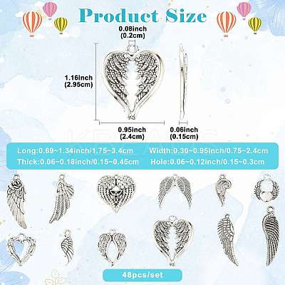 48Pcs 12 Styles Tibetan Style Alloy Pendants FIND-FS0004-86-1