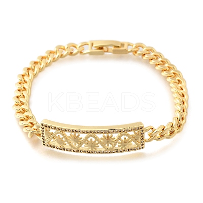 Brass Micro Pave Clear Cubic Zirconia Link Bracelets BJEW-F498-04B-G-1