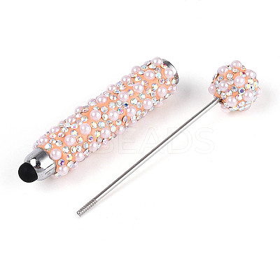 ABS Imitation Pearl & Polymer Clay Pave Rhinestone Touch Screen Stylus AJEW-T013-06H-1