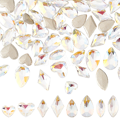 64Pcs 8 Style Light AB Style K9 Glass Rhinestone Cabochons RGLA-FG0001-09-1