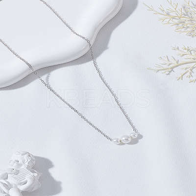 1Pc Zinc Alloy & ABS Plastic Imitation Pearl Potato Pendant Necklaces NJEW-LP0009-40P-1