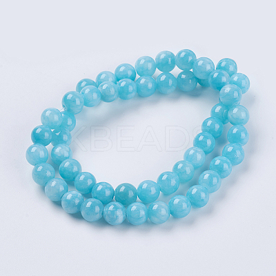 Natural Yellow Jade Beads Strands X-G-G598-8mm-YXS-28-1
