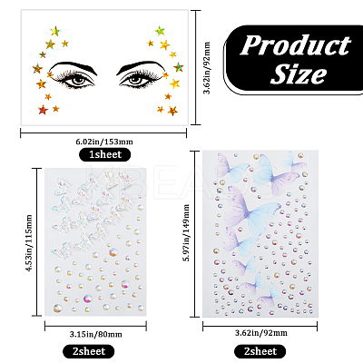 5Pcs 3 Styles DIY Acrylic Rhinestone Stickers DIY-GF0010-46-1