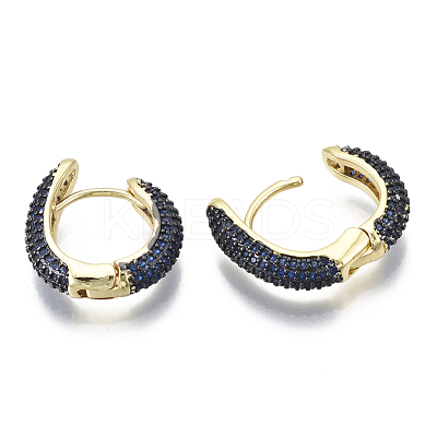 Brass Micro Pave Cubic Zirconia Huggie Hoop Earrings KK-R137-015B-NF-1