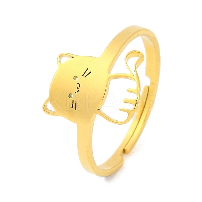 201 Stainless Steel Adjustable Ring for Women RJEW-D082-04B-1